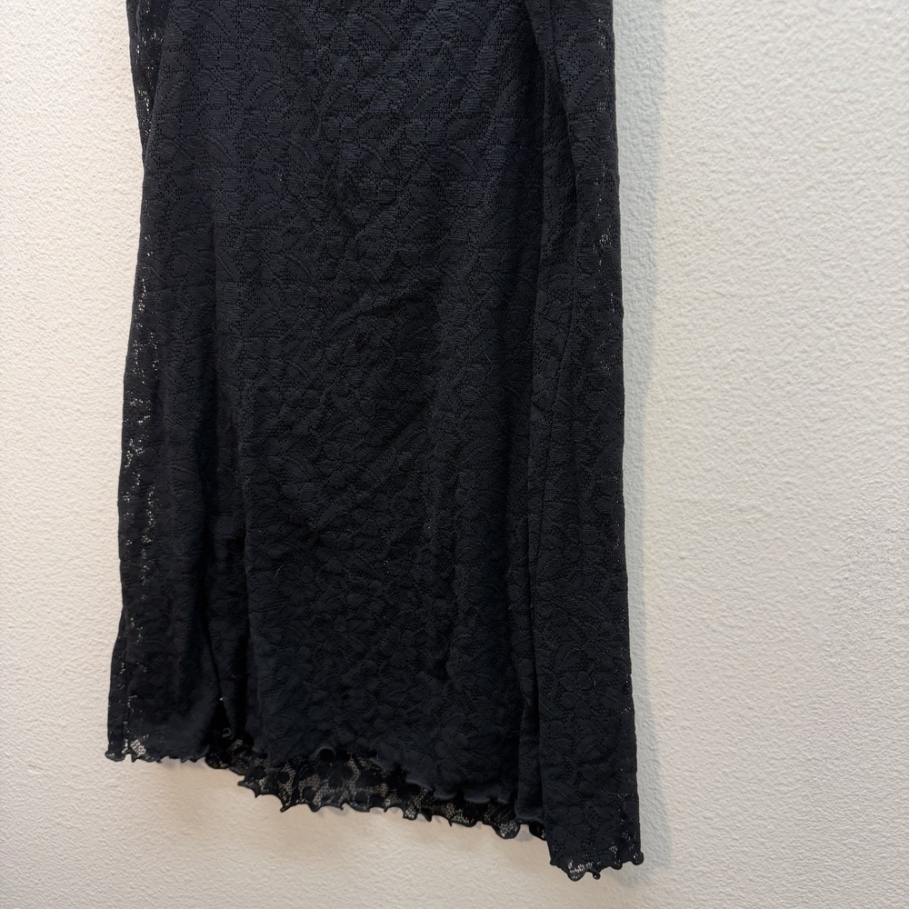 August Moon Slip Dress Mini Black All Over Lace Sheer Fairy Whimsigoth Y2K Sz L - Picture 6 of 8